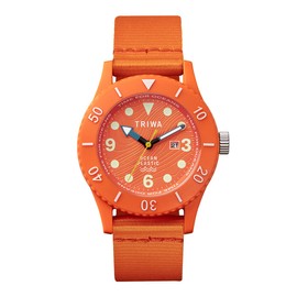 Triwa Men's & Women's (Unisex) Time For Oceans Submariner, Orange, Time For Oceans SUBMARINER NEMO TFO203-CL150512, Genuine Imported Product, Swedish Scandinavian Design, Recycled Nylon Strap, orange,