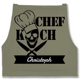 Geschenk mit Namen personalisiert by Shirtracer - Apron - Chefchef with Name, 2 Sage Green