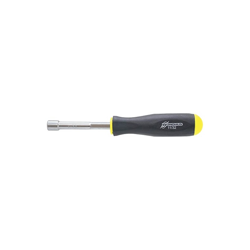 【国内正規品】BONDHUS(ボンダス) 六角ナット・ドライバー 11/32インチ [全長:184mm 軸長:77mm グリップ径:28mm 外径:12.5mm] クロムメッキ加工 48435(BN11/32)