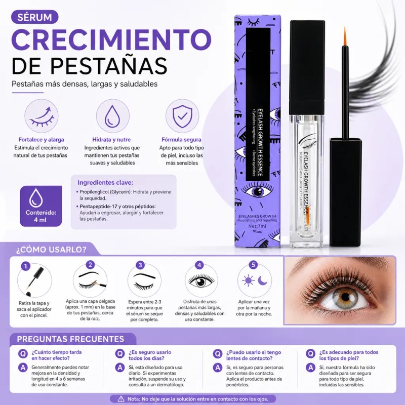 Suero Para El Crecimiento De Las Pestañas, Suero Natural