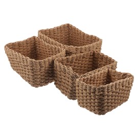 ABOOFAN 4Pcs Handwoven Storage Bins Decorative Woven Baskets for Organization Suitable for Bathroom Office Nursery Ample Space Portable Design