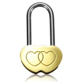 Yiasangly 3.5" 50mm Wish Lock, Double Heart Everlasting Love Padlock for Lovers for Anniversary Engraved , Wedding, Valentines, Travel (No Key)