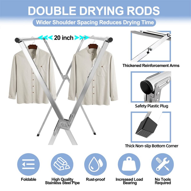 MRCTVG 2026 Premium Stainless Steel Clothes Drying Racks, Foldable and