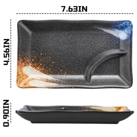 Sailench Sushi Plates Set of 2,Japanese Sushi Serving Plates,Sushi Dinnerware Set for Sushi, Appetizers,Sushi Dishes, Sushi Nights (2)