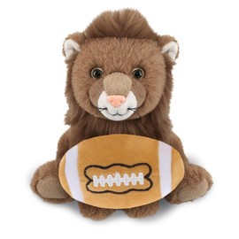 DolliBu Squat Lion Stuffed Animal with Football Plush - Soft Huggable Lion, Playtime Plush Toy, Cute Wildlife Gift, Plush Doll Animal Toy for Kids and Adults with Name Personalization - 8 Inches