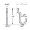 Azar Displays 700022 Metal J-Hook for Pegboard or Slatwall
