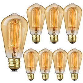 Edison Light Bulbs 60 Watt, ST64 Amber Warm 2000K Vintage Incandescent Light Bulb, Dimmable E26 Base Decorative Squirrel Cage Bulb for Wall Sconce Chandelier Retro Fixture 8-Pack