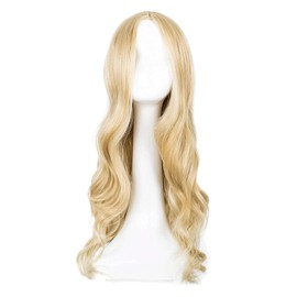 Zclro Blonde Curly Wig for Women, 27.55 Inch Long Wavy Wig, Heat Resistant Wig for Women, Cosplay Costume, Party, Blonde Wig