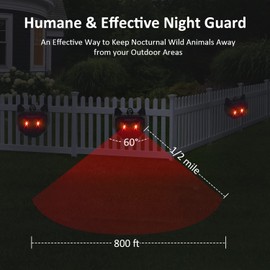 MAGIC CAT Solar Animal Repellent, Wild Animal Predator Red Eyes LED Blinking Lights, Waterproof Nocturnal Animal Repeller to Keep Skunk, Deer, Coyote, Raccoon Away from Garden Yard Farm Chicken Coop