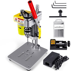 BERXOL Mini Drill Press, Benchtop Drill Press, Portable Electric Drilling Machine, CNC 795 Motor, B10 Chuck, Drill Bit and Clamp for Metal Wooden Jewelry DIY and Crafts Projects