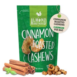 Almond Brothers Roasted Cashews - Pack of 3, 5 oz Hand Crafted Cinnamon Glazed Roasted Cashews, Gluten-Free, Non-GMO