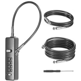 M METERXITY 1-Set Gate Locks for Outdoor Fence Heavy Steel Cable Keyless 4-Digit Combination Lock W 3 Replaceable Ropes for Cabinet/Snowboard/Bike/Locker Resettable Code Security Cable [Grey]