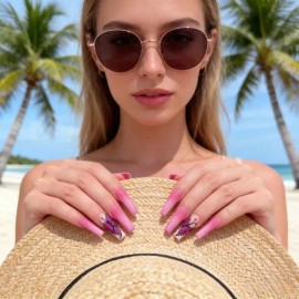 24 Pzas Uñas Postizas Decoradas Adherible Acrílicas Press On                                                                                          