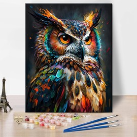 TUMOVO Animal Paint by Numbers, Abstract Owl Paint by Number for Adults, Delicate Animal Painting by Numbers for Home Wall Decor, Oil Painting with Brushes and Pigment, 16x20 Inch