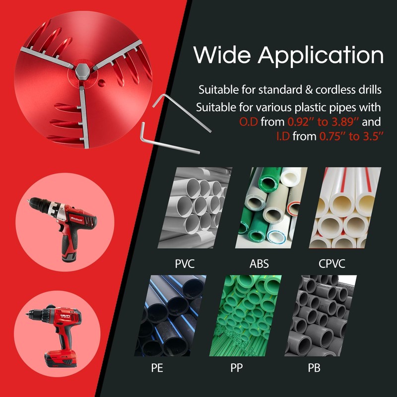 2 in 1 PVC Deburring Tool, Inner-Outer PVC Chamfer Tool,