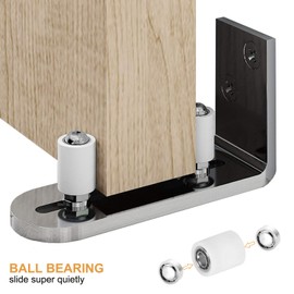 EaseLife Sliding Barn Door Bottom Floor Guide,Ball Bearings Adjustable Stay Roller,Wall Mount System,Flush Flat Bottom Design,2 Assemble Setup Options,Fit All Size Door,Brushed Chrome