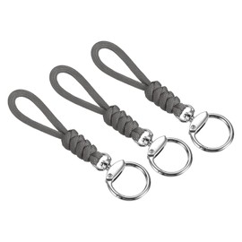PATIKIL Paracord Lanyard with Clasp 5 Inch, 3 Pack Wrist Keychain Cord Metal Hook Strap for Keys Whistle ID Card Badge Holder, Gray