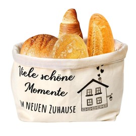 Zuxbolf Fabric Bread Basket Moving Gifts New Home Many Beautiful Moments in the New Home Bread Basket Bread Bag Gift for Moving in or Out Bread Bag Fabric Bread Basket Bread Bag Bread Bag