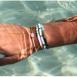 KELITCH Stretch Bracelets Colorful Stackable Tila Bead Bracelets Women Friendship Bracelets Bohemian Jewelry (Gray 07G)