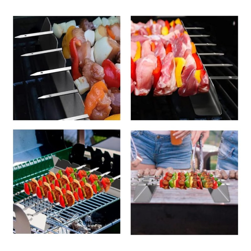 GYWHOOFT 4 Pcs Grill Skewers Rack Stainless Steel Skewers Rack