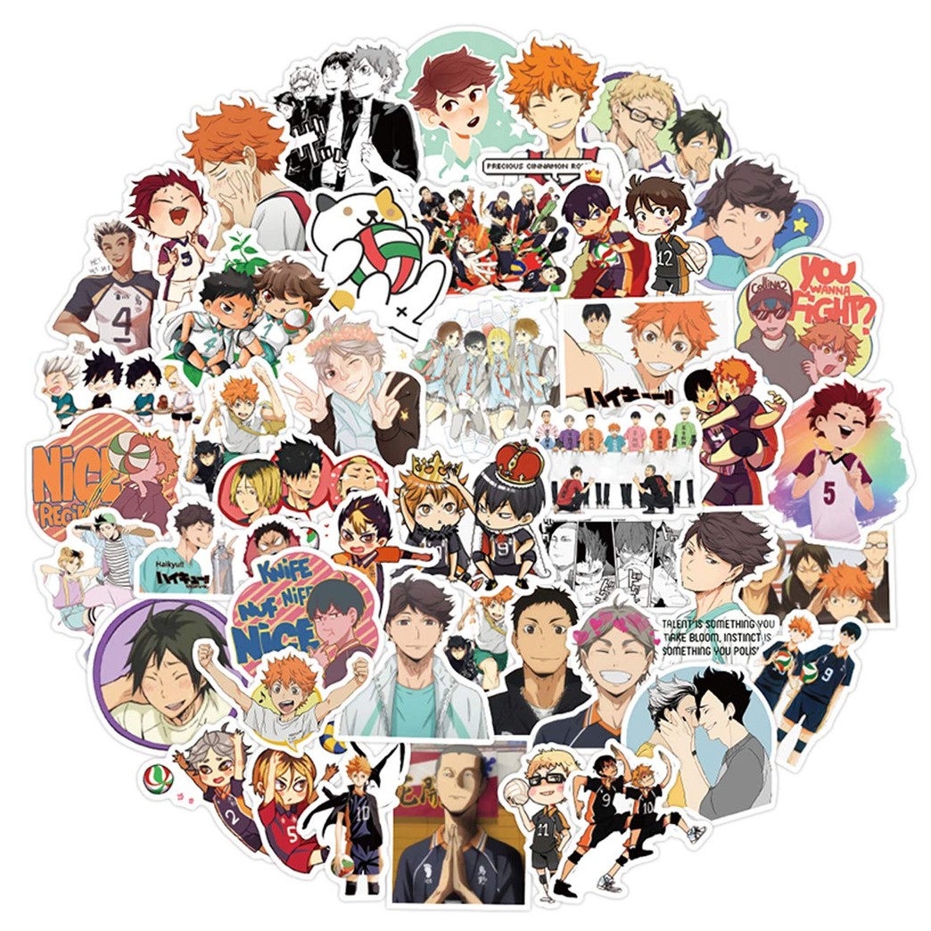 Anime Haikyuu Stickers 100pcs Waterproof Vinyl Stickers for Kids Teens Adults for Water Bottles Laptop Phone