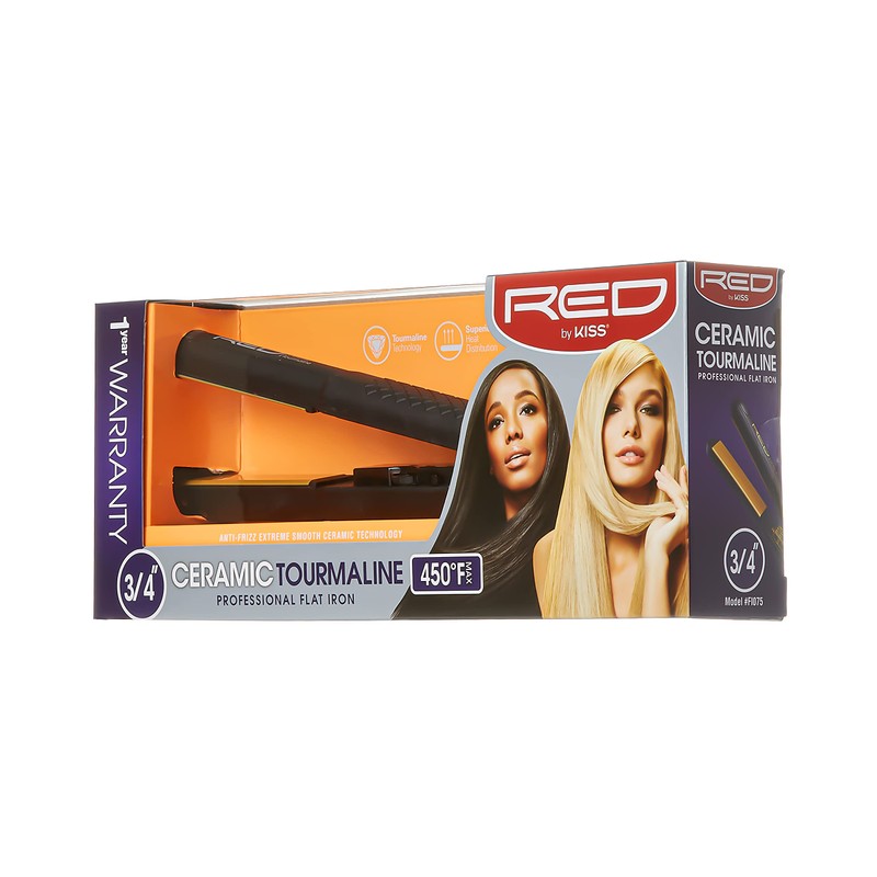 RED by KISS Ceramic Tourmaline Flat Iron (3/4", Ceramic) Eliminates