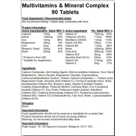 Multivitamin & Mineral Complex 90 Tablets - Includes Vitamin A B C D E | Rutin
