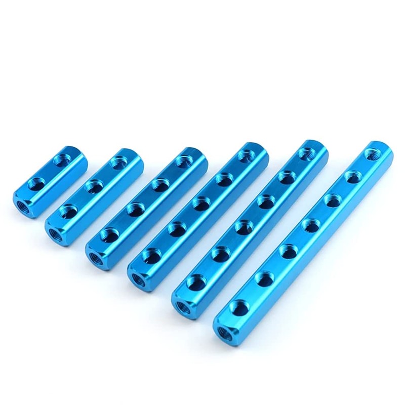 Metaland 1/4" 5-Way 8 Ports Air Mainfold Aluminum Pneumatic Air