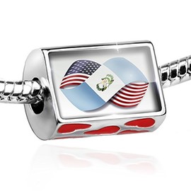 NEONBLOND Bead Infinity Flags USA and Guatemala Charm with Hearts
