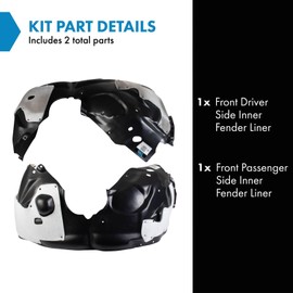 TRQ Front Inner Fender Liner Set Compatible with 2015-2018 Ford Edge FO1248175 FO1249175