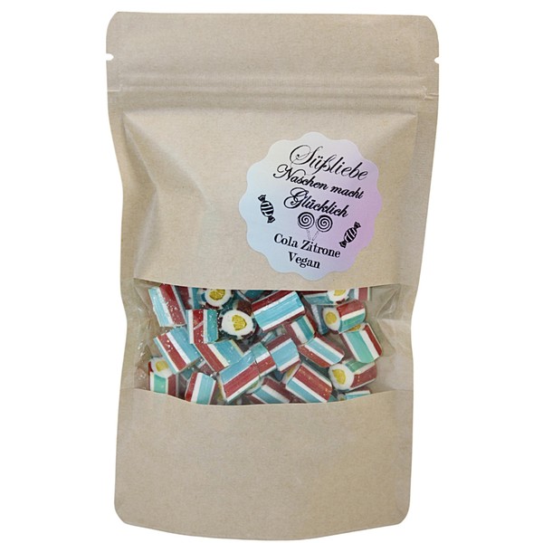 Vegan Bonbon, Handmade 100 g, Cola Lemon Sweet, Vegan Rocks