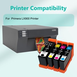 LX-900 LX900 XL Printer Ink Cartridges Replacement for Primera 53422 53423 53424 53425 Used for Primera LX900 Printer (Black Cyan Magenta Yellow)