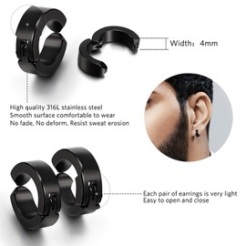 9 Pairs of Magnetic Stud Earrings Stainless Steel Feather Dangle Hinged Earrings CZ Magnetic Earring Non Penetrating Cross Dangle Hoop Earrings Black, Stainless Steel, Cubic Zirconia