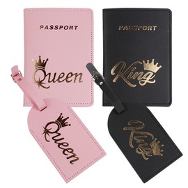 4 Pcs Mr and Mrs Luggage Tags Couple Passport Holder Set Leather Travel Luggage Tags Passport Cover Honeymoon Gifts Bridal Shower Gift for Wedding Engagement Newlyweds
