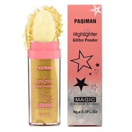Gold Glitter Powder, Sparkling Neon Outfit Party Rave Festival Accessories Body and Face Highlighter Makeup.(05# Gold)