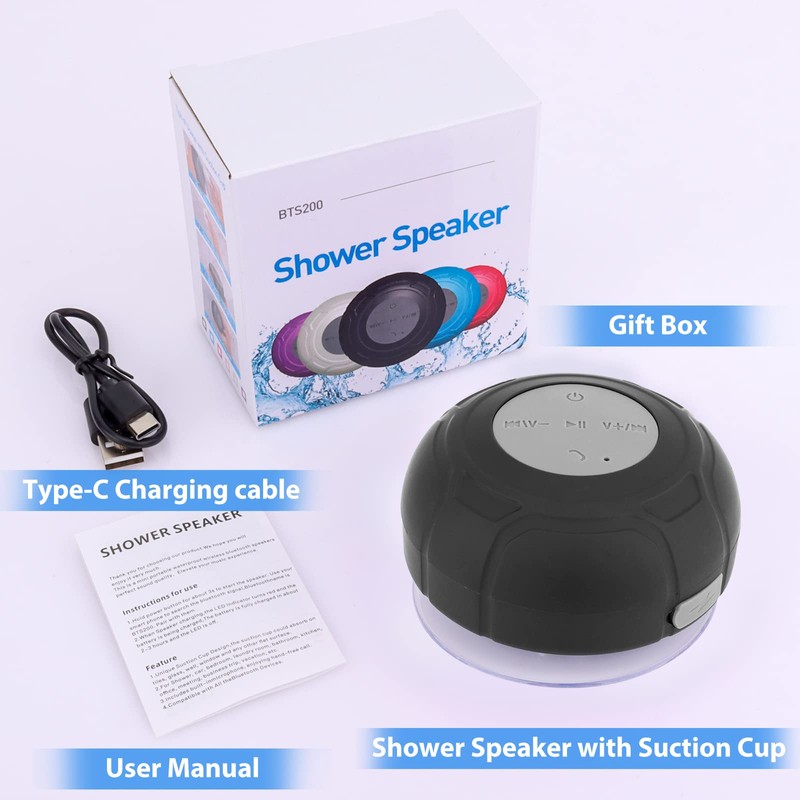 Annlend Waterproof Bluetooth Shower Speaker Portable Wireless Water-Resistant Speaker Suction