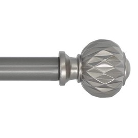 Meriville 1-Inch Diameter Single Window Treatment Curtain Rod, Castani Finial, 28-inch to 48-inch Adjustable, Gunmetal