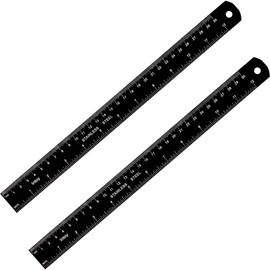 Zotemo Metal Rulers, 12 Inch Stainless Steel Ruler with Metric Measurement, 2 Pack, 30 Centimeters Long Straight Edge Ruler with Inch to MM Conversion Table for Students, Machinist and Drafting