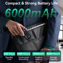 128GB Magnetic Voice Recorder, 45 Days Continuous Recording, 2159 Professional Noise Reduction for Meetings Lectures, Voice Activated Recorder with Clip, Metal Housing