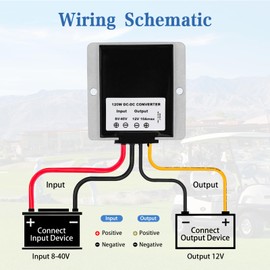 ELFCULB 8-40V to 12V Voltage Converter, 10A 120W DC Converter, Voltage Regulator 12V for Solar Power System Car
