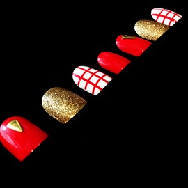 O2 Salon 5635A Full Cover Graphic Design Acrylic Fake False Nails Art Tips for Nail salon, Girls, Women, Bridal Wedding Dating Party (48 pcs/ 2 set)