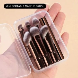 Set De Brochas Para Maquillaje Profesional, Brocha De Maquillaje Con Cabezales Desmontables Y Reemplazab Color Marrón Café