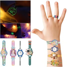 Generic Watch Luminous Temporary Tattoos for Kids,Multi Cartoon Style in 12 sheets,Waterproof long lasting fake tattoos,Party Supplies Gifts,Safe and easy to use