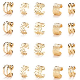 20 Pcs Gold Hair Jewelry for Braids Metal Alloy Braid Clips Rhinestone Hair Braids Dreadlock Non-Piercing Ear Clip Beard Beads for Women Men Hair Acce