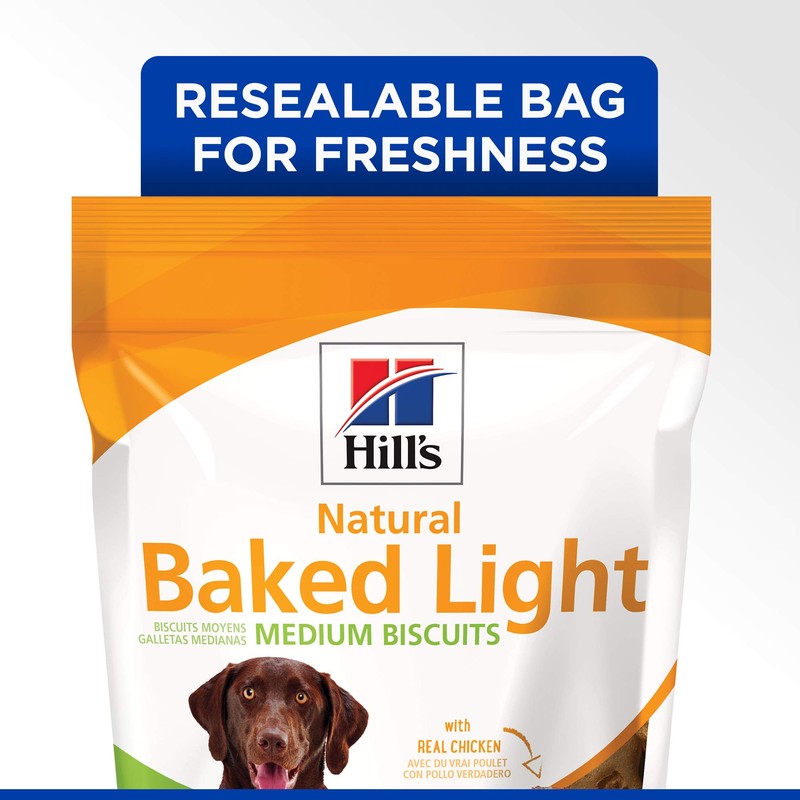 Hill's Natural Baked Light Biscuit Treats for Medium-Sized Dogs, Chicken,