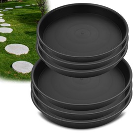 2 Size Round Stepping Stone Molds, 6 Pcs 10''/ 11.2'' Reusable Concrete Mold for Garden Stepping Stones Large Tray for Concrete and Stained Glass for Garden Walk Way Black