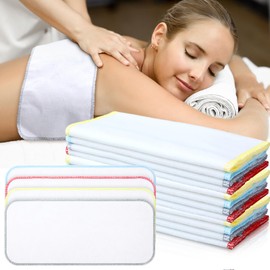 Newwiee 12 Pcs Castor Oil Pack Wrap Organic Cotton Flannel Reusable Washable Flannel Cloth Castor Oil Compress Pads for Entire Body Machine