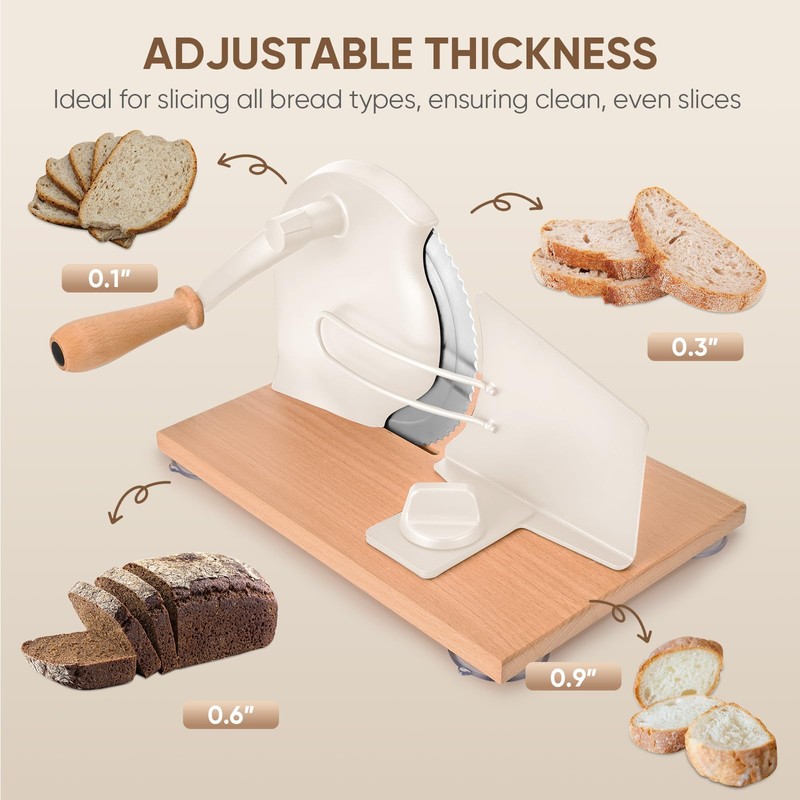 SOWKIPE Manual Bread Slicer with Hand Crank, Classic Home Bread