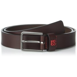 HUGO Stacked Logo Thin Buckle Leather Belt