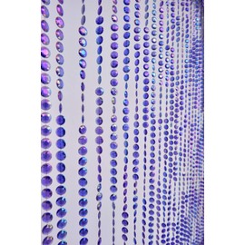 FlavorThings 3FT X 9FT 34 Stands Blue Iridescent Faux Crystal Beaded Curtain for Doorway Room Divider Party Wedding Kids Bedroom Decorations,Diamond Cut Bead Curtain (Iridescent Blue, 3FT x 9FT)